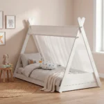Cama infantil tipo tipi madera blanca Bastien – dormitorio | Homzzy