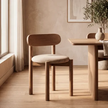 Silla Brel de comedor nórdica con asiento redondo en roble | Homzzy