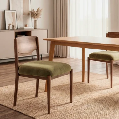 Silla Arlo de comedor escandinava con respaldo en madera | Homzzy
