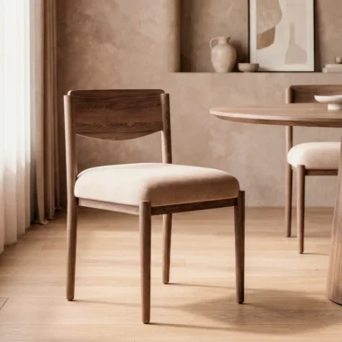 Silla de comedor en roble macizo Arlo con asiento tapizado – Bogotá | Homzzy