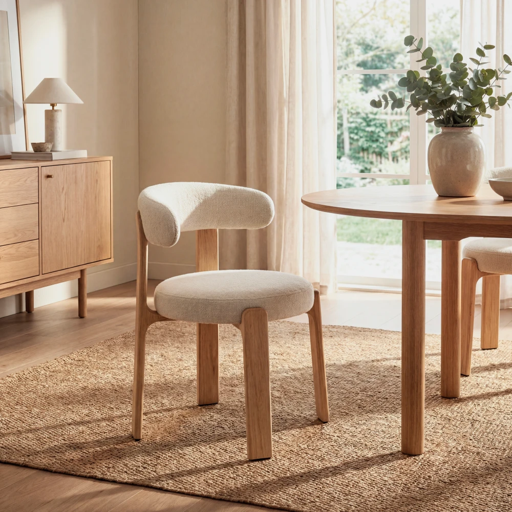 silla-comedor-redondeada-boucle-blanco-roble-homzzy-laren Silla comedor redondeada nórdica roble Laren tapizada | Homzzy