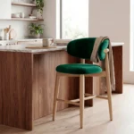 Silla alta cocina tapizada patas roble Elinor | Homzzy