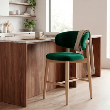 Silla alta cocina tapizada patas roble Elinor | Homzzy