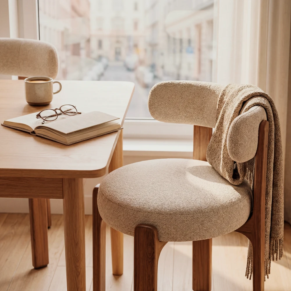 silla-nordica-boucle-estructura-roble-sala-homzzy-laren Silla nórdica orgánica roble tapizada sala Laren | Homzzy
