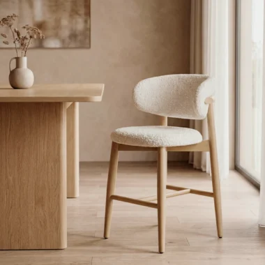 Silla isla de cocina tapizada madera Elinor | Homzzy