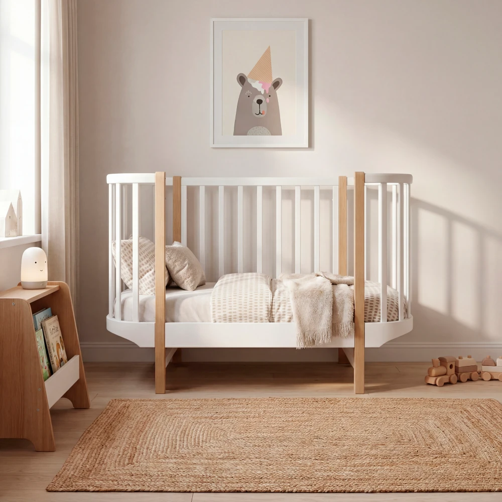 cuna-bebe-convertible-barras-patas-roble-homzzy-dreamland Cuna Dreamland convertible con barras y patas en roble macizo — Homzzy