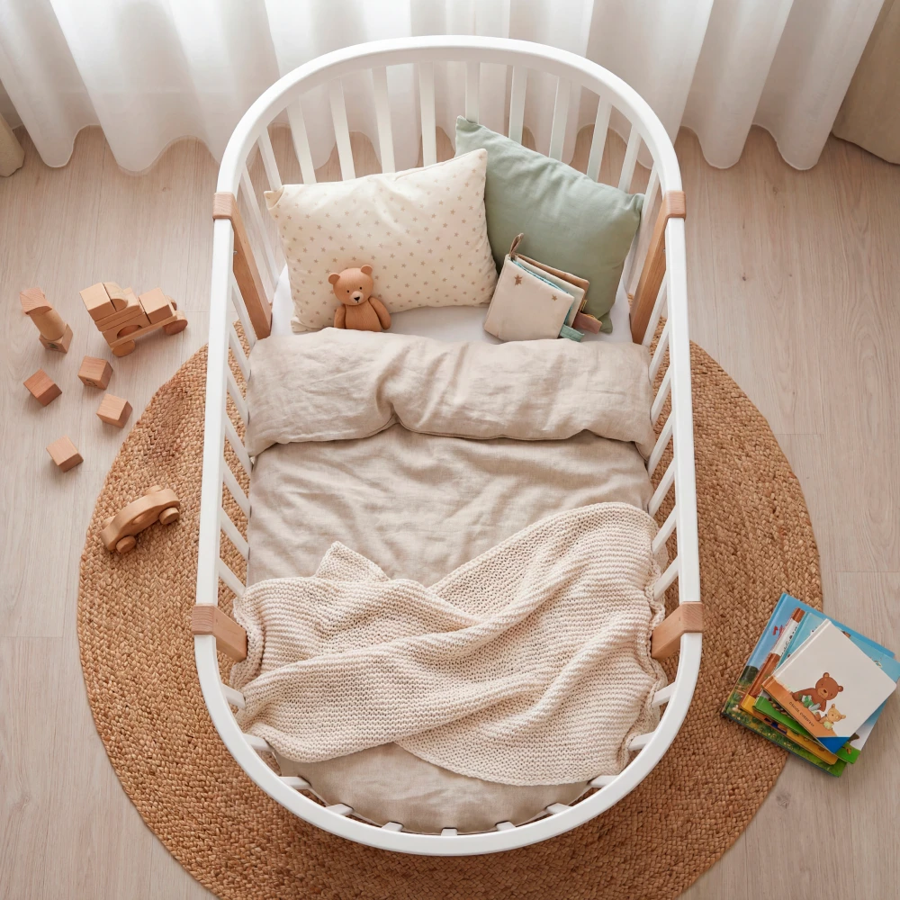 cuna-bebe-oval-madera-roble-blanca-homzzy-dreamland Cuna Dreamland oval en madera roble con acabado blanco — Homzzy