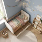 cama-nino-cabecera-boucle-crema-barras-madera-roble-homzzy-bowery-1