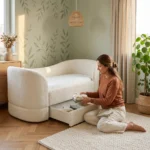 cama-infantil-tapizada-boucle-azul-bordes-redondeados-madera-roble-homzzy-loane-cali