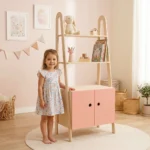 estanteria-infantil-escalera-madera-roble-puertas-rosas-homzzy-talia