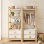estanteria-infantil-madera-roble-cajones-rosados-homzzy-auberon
