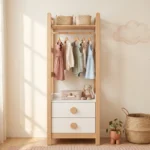 estanteria-infantil-madera-roble-cajones-rosados-homzzy-auberon