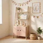 estanteria-infantil-escalera-madera-roble-puertas-rosas-homzzy-talia