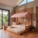 cama casita dosel verde salvia madera roble homzzy faelle