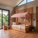 cama casita dosel verde salvia madera roble homzzy faelle