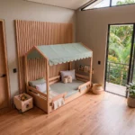 cama casita dosel verde salvia madera roble homzzy faelle