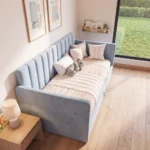 cama infantil tapizada azul claro cama nido homzzy aveline