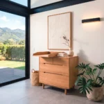 comoda infantil 4 cajones madera roble tiradores integrados homzzy aubin