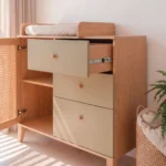 comoda cambiador bebe ratan roble natural espejo redondo homzzy sarreau