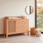 comoda cambiador bebe ratan roble natural espejo redondo homzzy sarreau