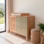 comoda cambiador bebe ratan roble natural espejo redondo homzzy sarreau