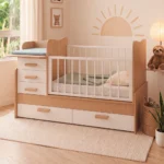 cuna multifuncional cambiador integrado madera roble homzzy wexler