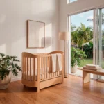 cuna oval madera roble natural barrotes cuarto bebe homzzy nocturne